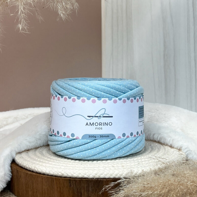 Fio de malha azul poá