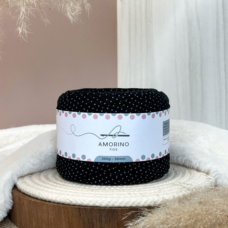 Fio de malha preto e branco poá